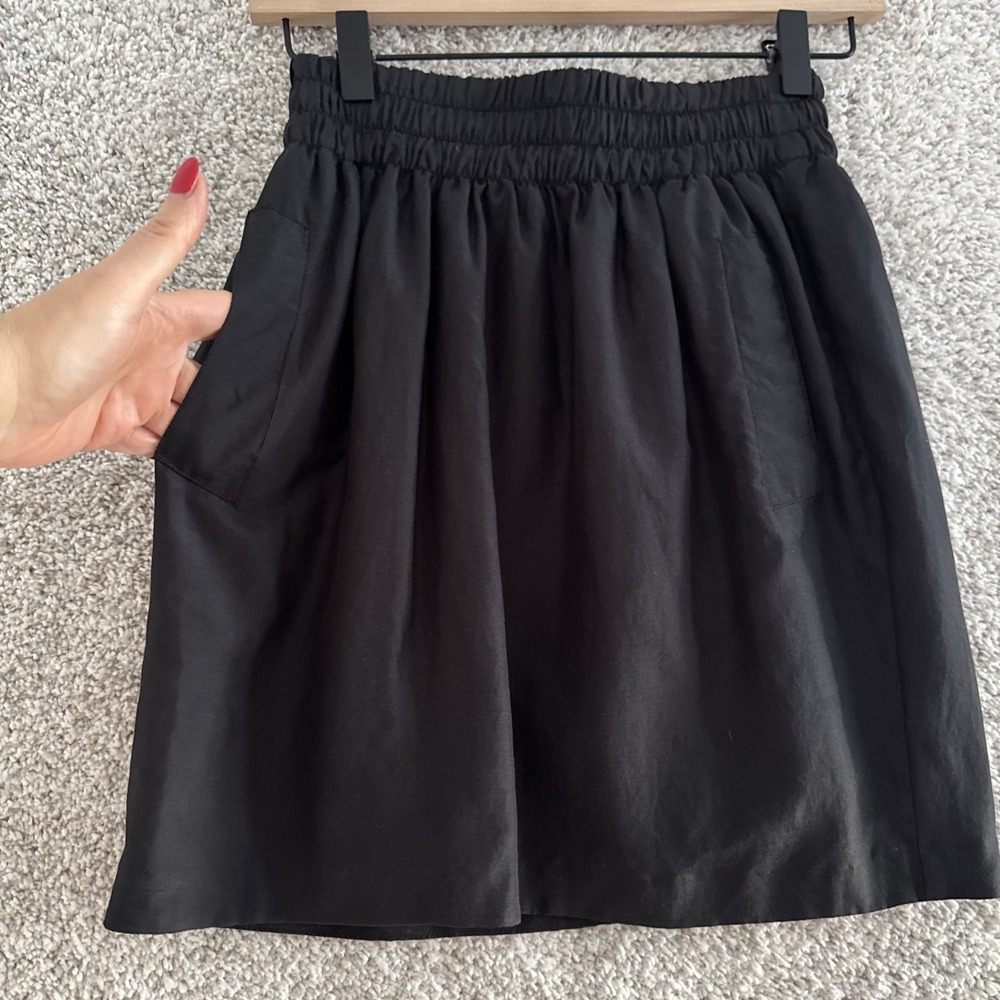 Club Monaco Women Skirt XS Black Silk Blend Elastic Waist Boho City